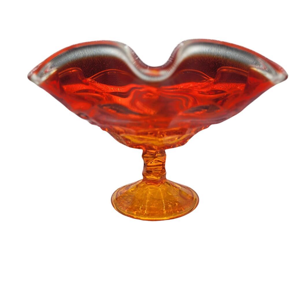 Vintage Glass Candy Dish Orange/Yellow Petticoat - Picture 3 of 5
